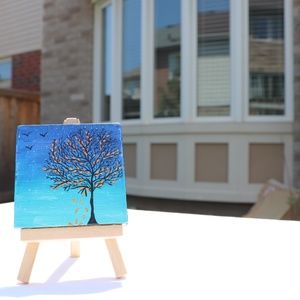 Handmade 3x3inch Mini Canvas & a free wood easal